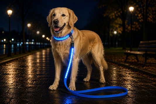 💙 LumiLeash™ – Laisse LED Lumineuse Bleue pour Chien 🐾✨