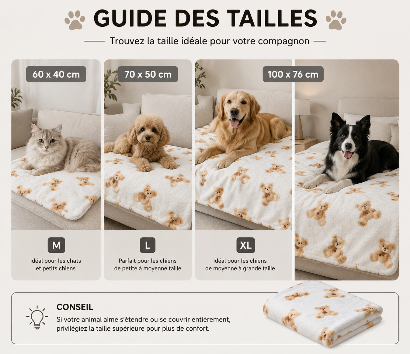 TeddyPlaid™ – Couverture Polaire Ultra Douce pour Chien & Chat 🐶🐱🧸