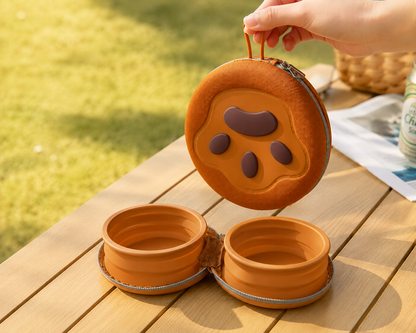 DOUBLE GAMELLE PORTABLE EN SILICONNE POUR CHIEN