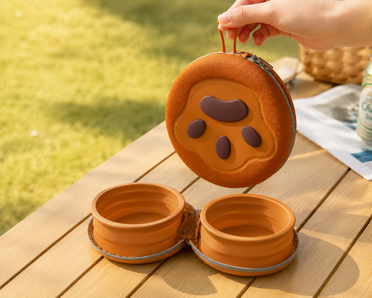 DOUBLE GAMELLE PORTABLE EN SILICONNE POUR CHIEN