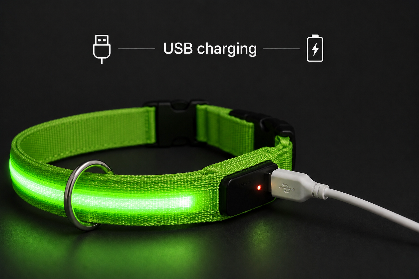 💚 LumiCollar™ – Collier LED Lumineux Vert pour Chien 🐾✨