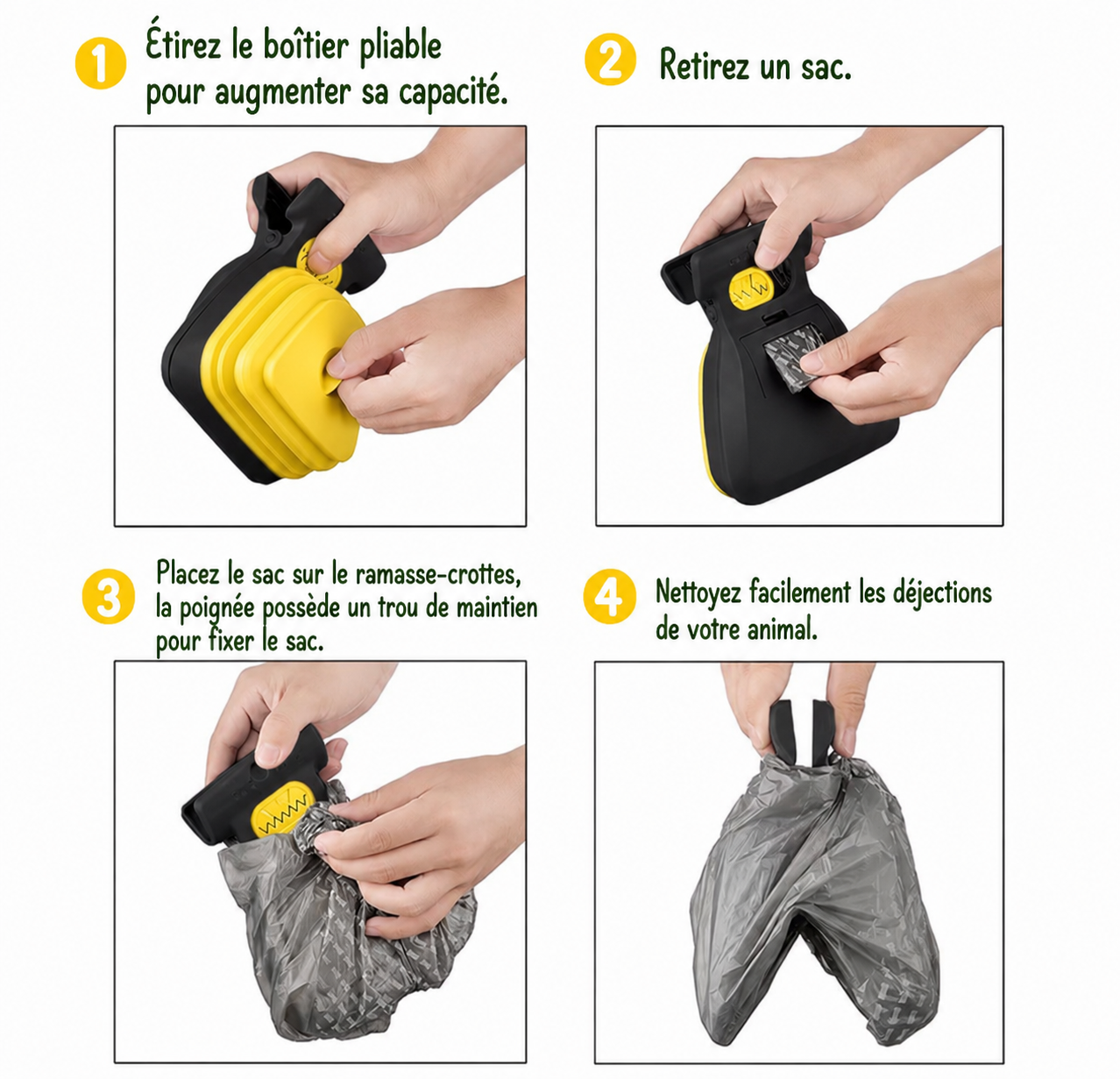 ScoopEasy™ – Ramasse-Crottes Pliable avec Distributeur de Sacs 🐶💩