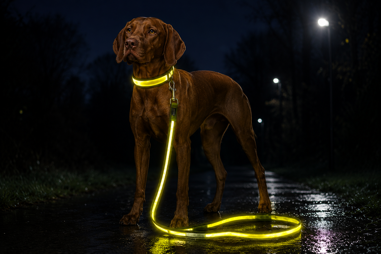💛 LumiLeash™ – Laisse LED Lumineuse Jaune pour Chien 🐾✨