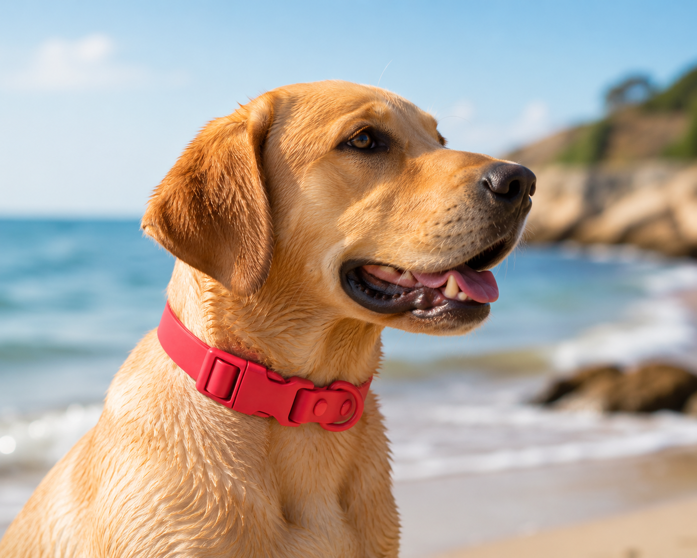 COLLIER POUR CHIEN WATERPROOF - CORAIL ECLATANT