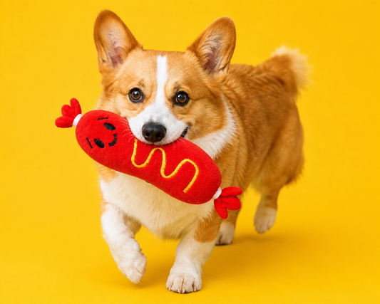 🌭 HotDog Buddy™ – Peluche Drôle et Réconfortante pour Chien 🐶❤️