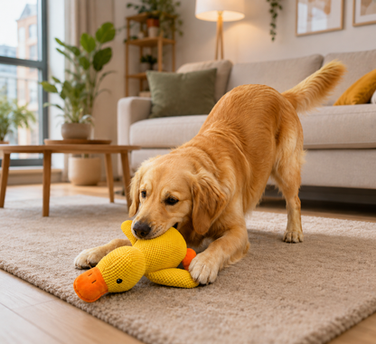 🐥 DuckBuddy™ – Peluche Canard pour Chien 💛🧸