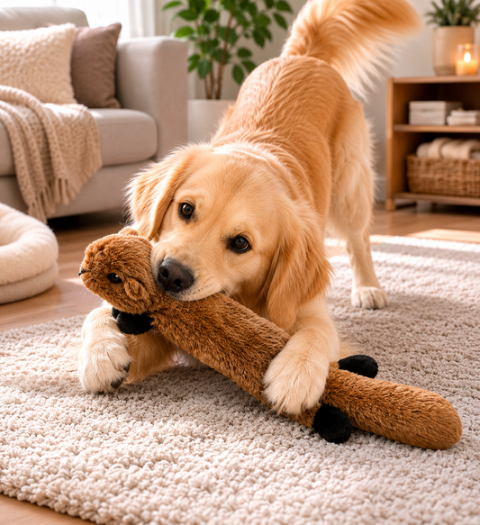 🐿️ SquirrelBuddy™ – Peluche Écureuil XXL pour Chien 🤎🐾