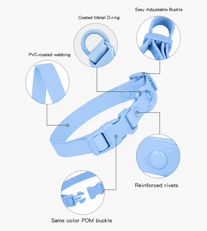 COLLIER POUR CHIEN WATERPROOF - BLEU CIEL