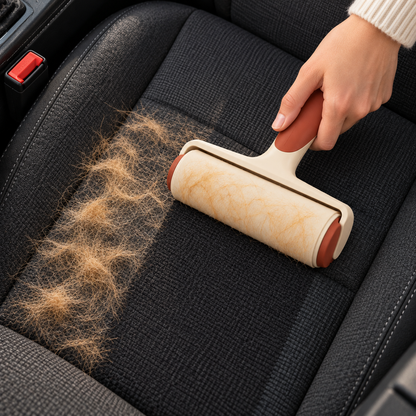 Utilisation du rouleau anti-poils Velours sur un siège de voiture